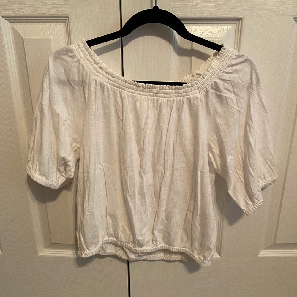White off the shoulder short sleeve top from Loft.
